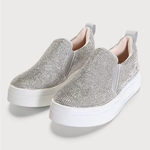 SILVER RHINESTONE Slip-On Sneakers